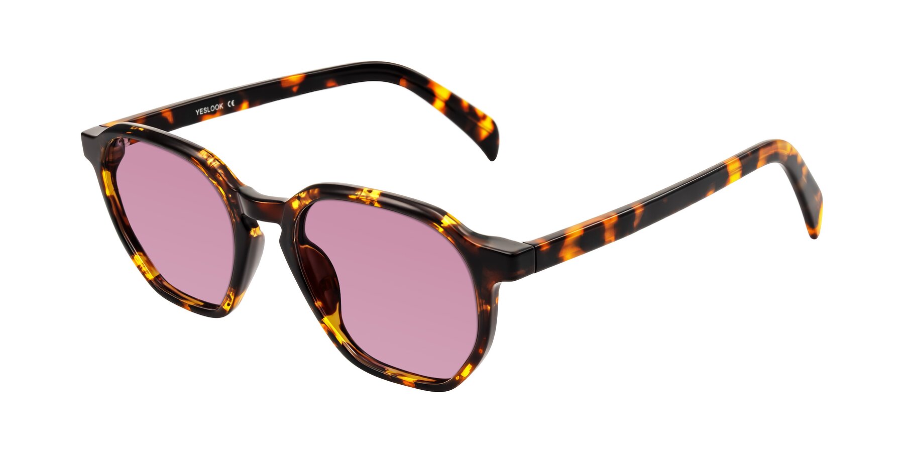 Angle of McKown in Tortise with Medium Wine Tinted Lenses