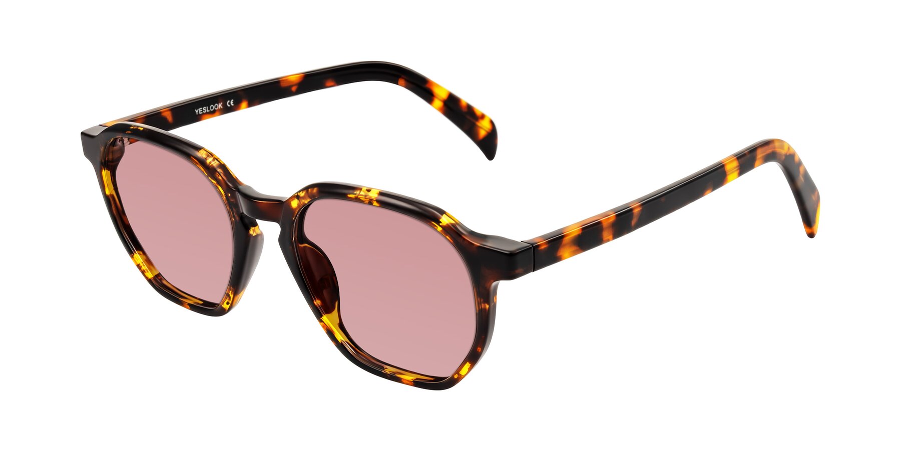 Angle of McKown in Tortise with Medium Garnet Tinted Lenses