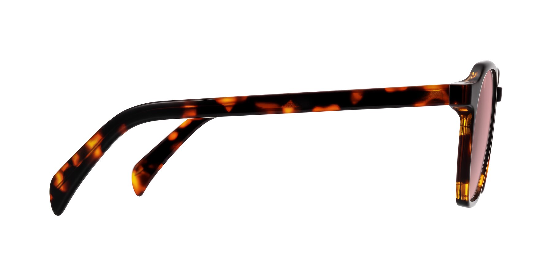 Side of McKown in Tortise with Medium Garnet Tinted Lenses