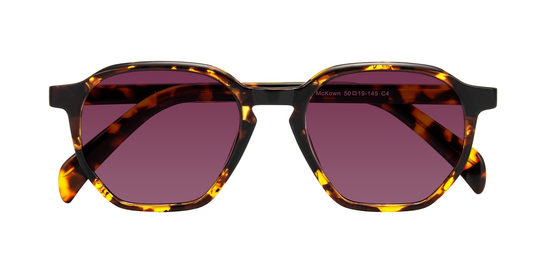 Folded Front of McKown in Tortise with Wine Tinted Lenses