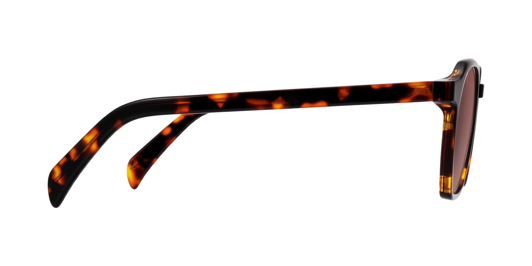 Side of McKown in Tortise with Garnet Tinted Lenses