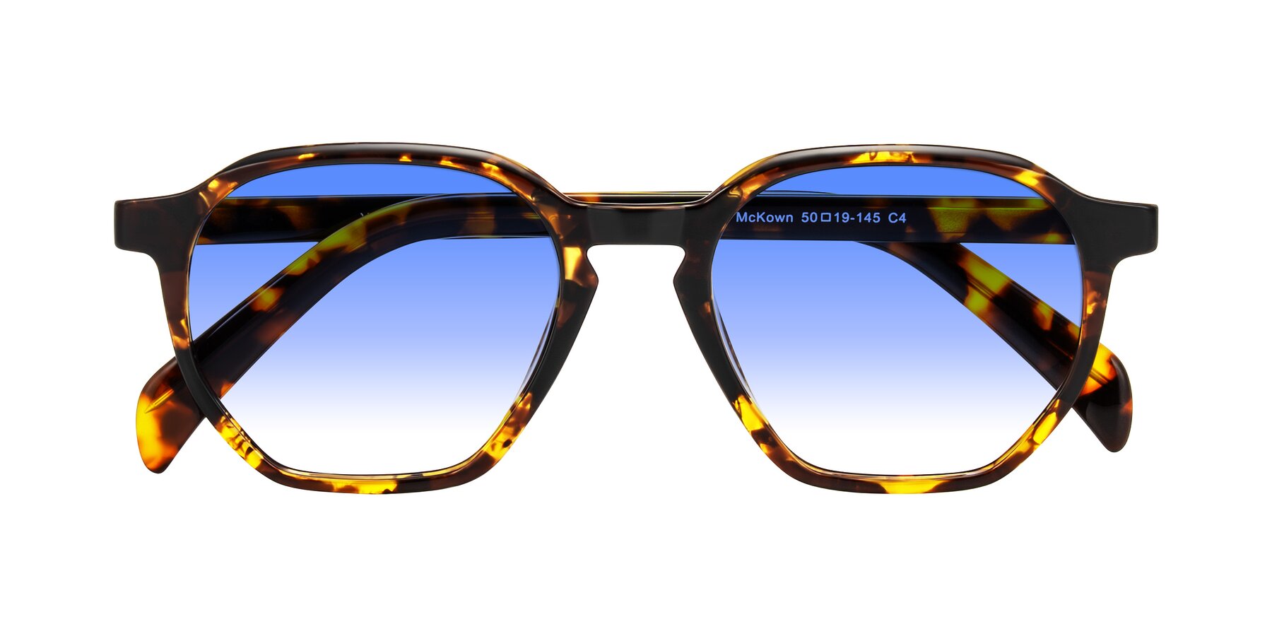 Folded Front of McKown in Tortise with Blue Gradient Lenses
