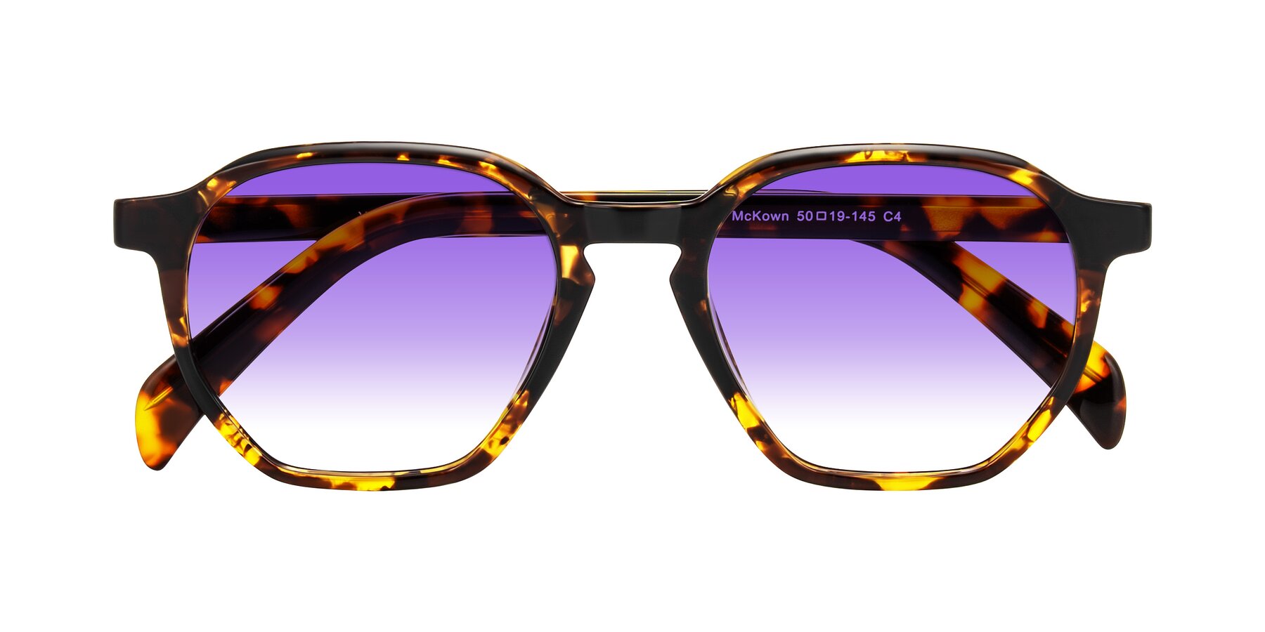 Folded Front of McKown in Tortise with Purple Gradient Lenses
