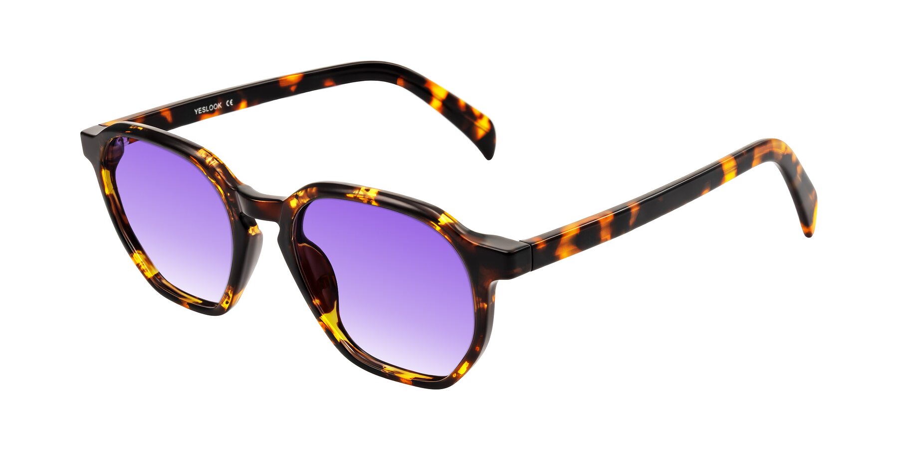 Angle of McKown in Tortise with Purple Gradient Lenses