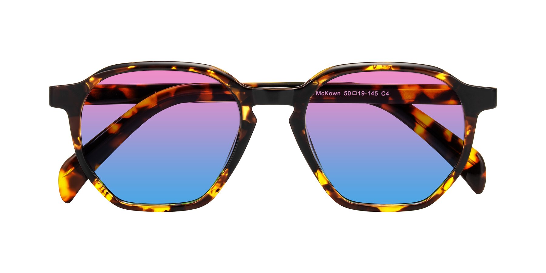 Folded Front of McKown in Tortise with Pink / Blue Gradient Lenses