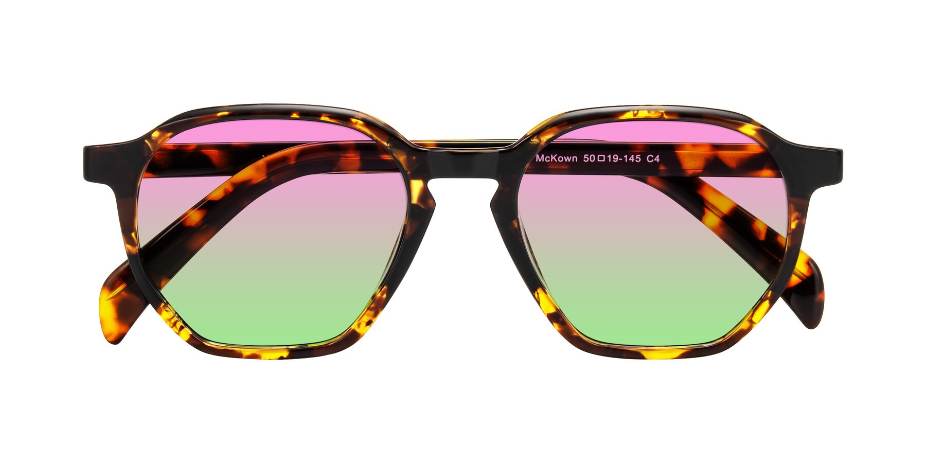 Folded Front of McKown in Tortise with Pink / Green Gradient Lenses