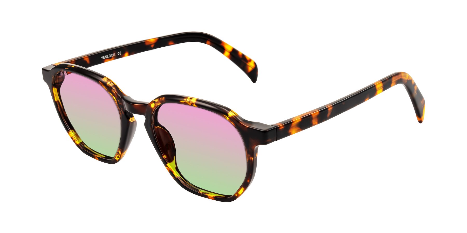 Angle of McKown in Tortise with Pink / Green Gradient Lenses