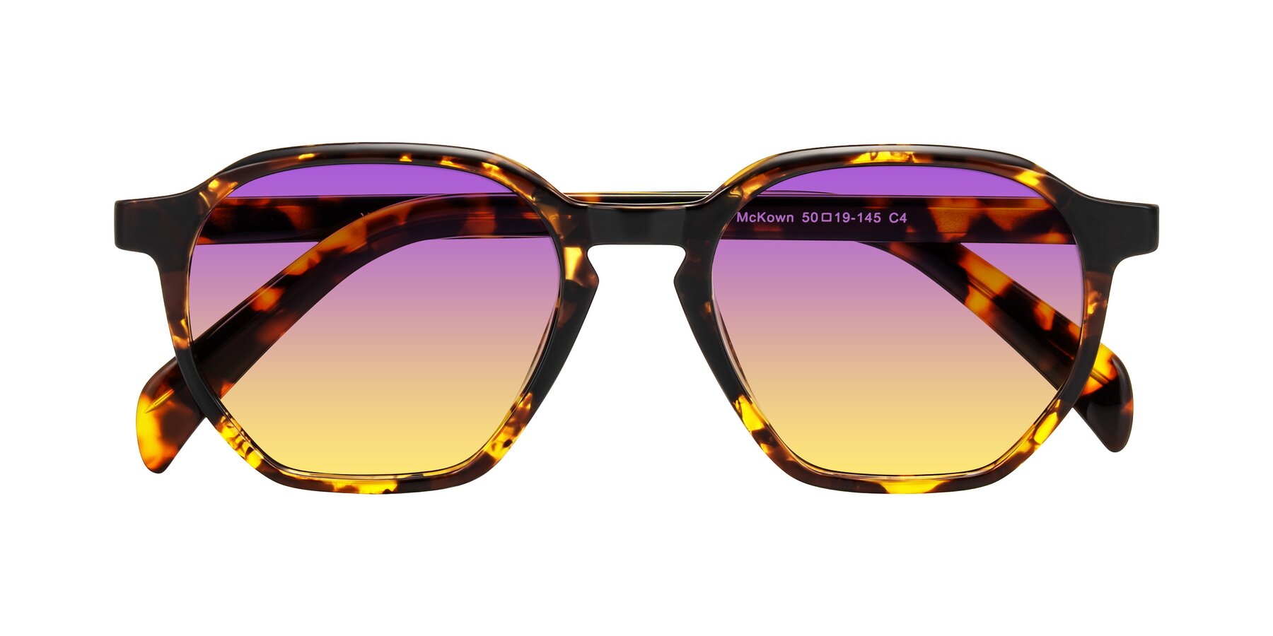 Folded Front of McKown in Tortise with Purple / Yellow Gradient Lenses