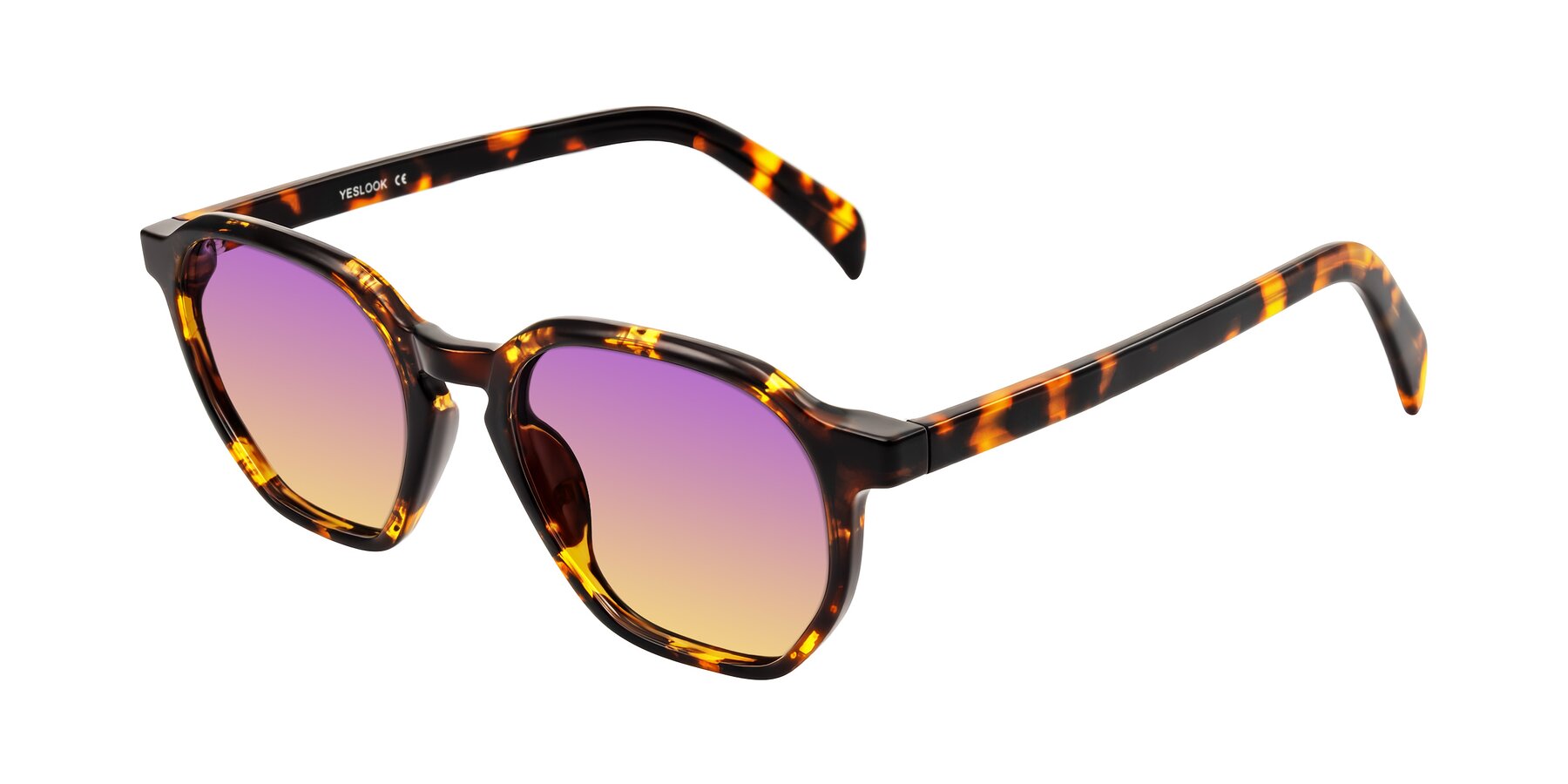 Angle of McKown in Tortise with Purple / Yellow Gradient Lenses