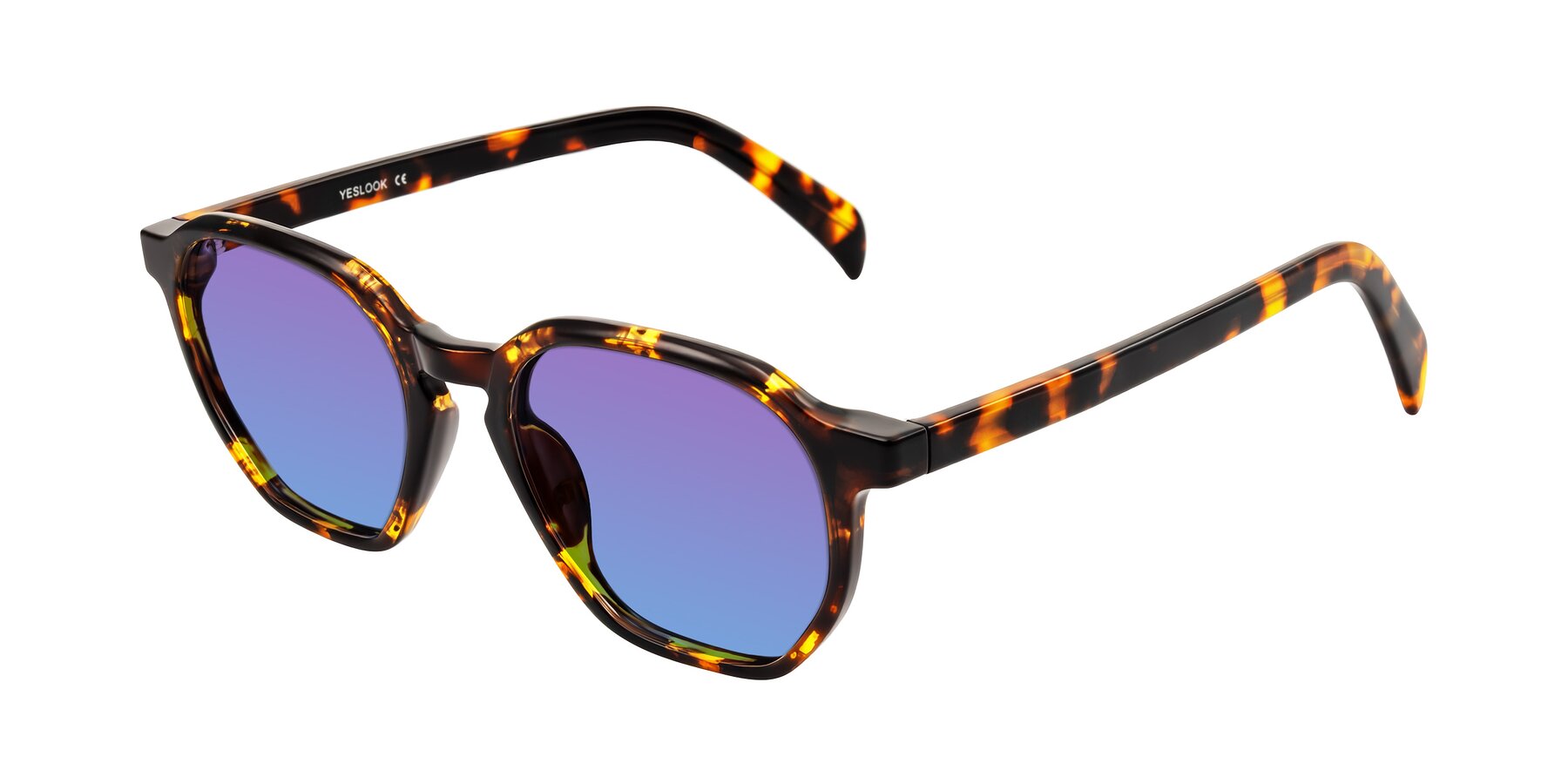 Angle of McKown in Tortise with Purple / Blue Gradient Lenses