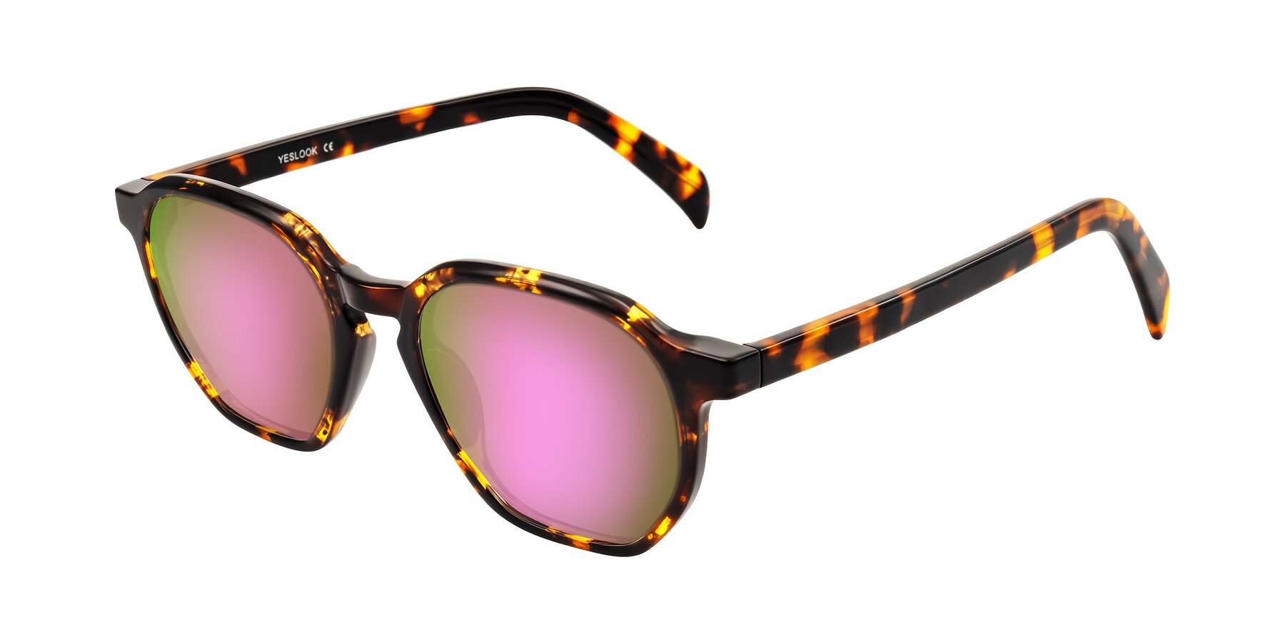 Angle of McKown in Tortise with Pink Mirrored Lenses