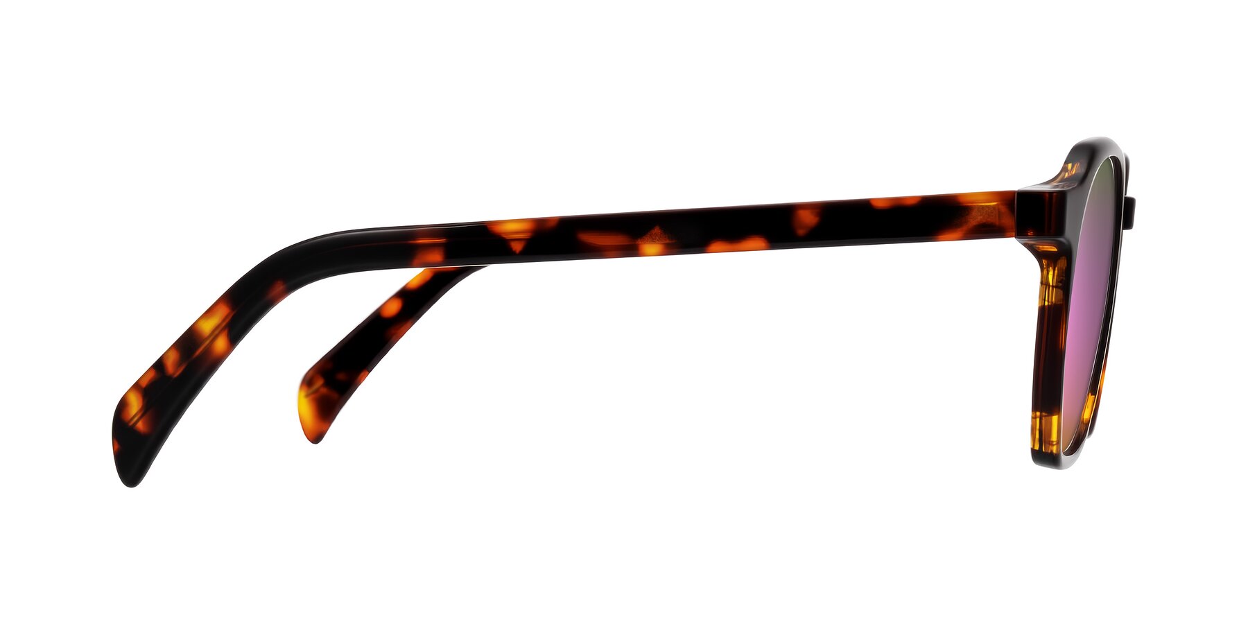 Side of McKown in Tortise with Pink Mirrored Lenses