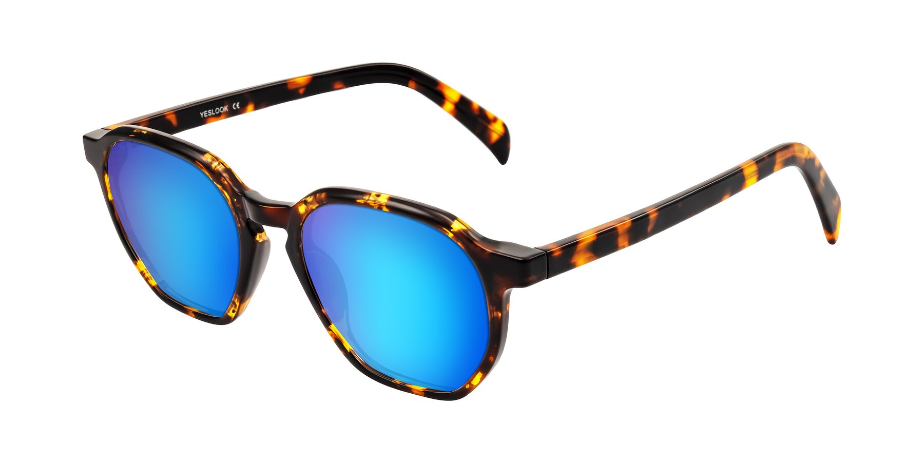 Angle of McKown in Tortise with Blue Mirrored Lenses