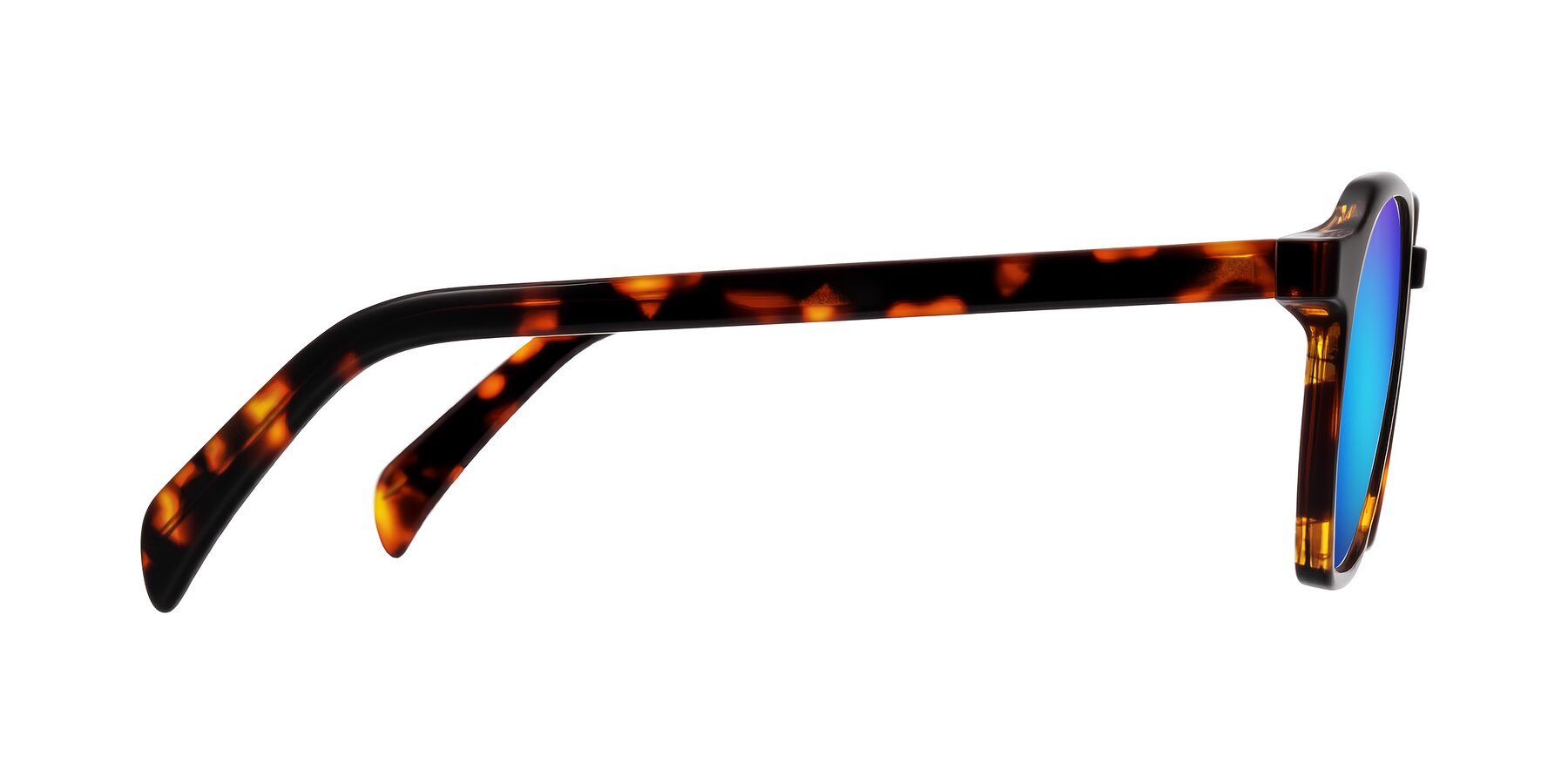 Side of McKown in Tortise with Blue Mirrored Lenses