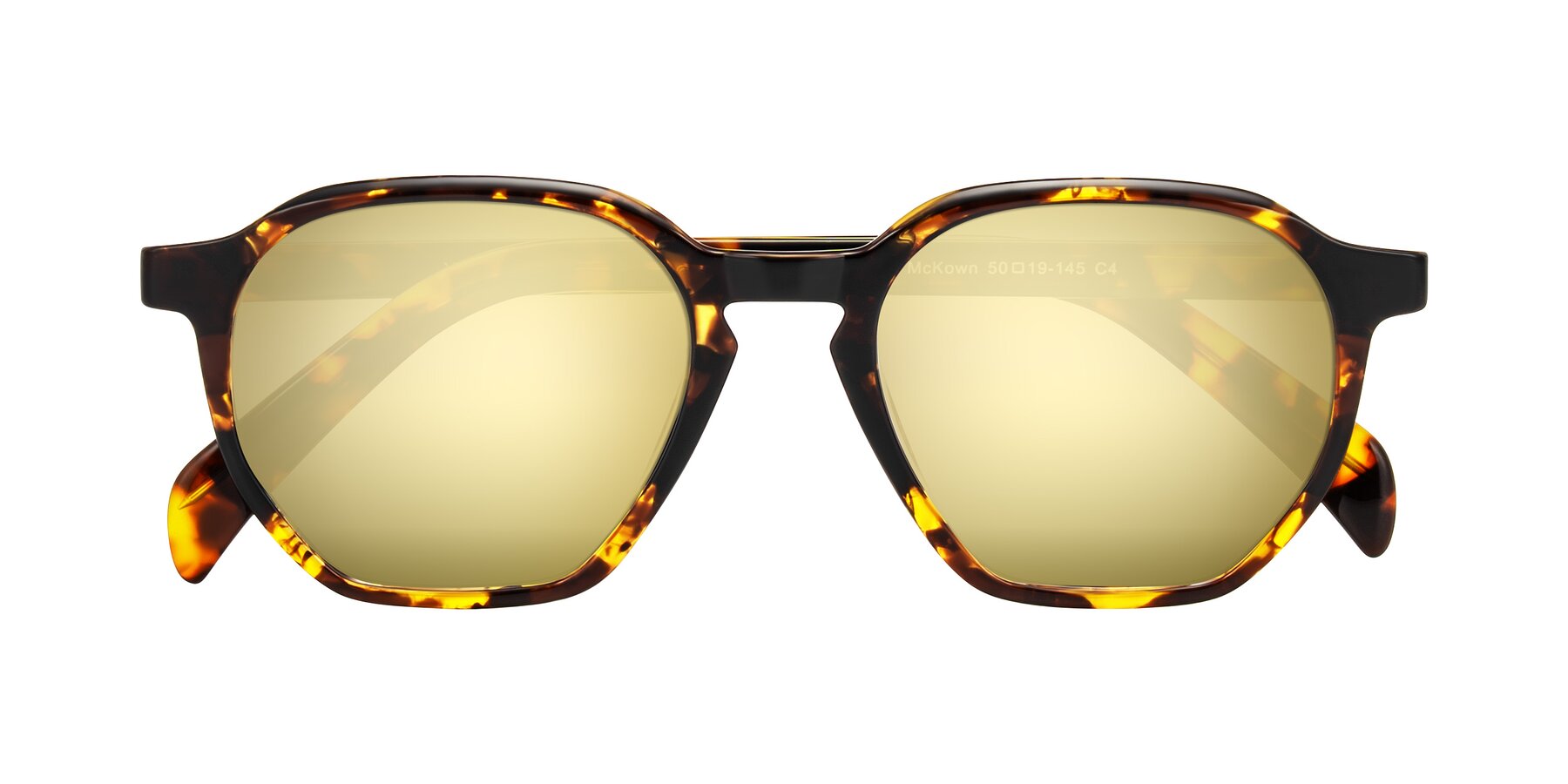 Folded Front of McKown in Tortise with Gold Mirrored Lenses