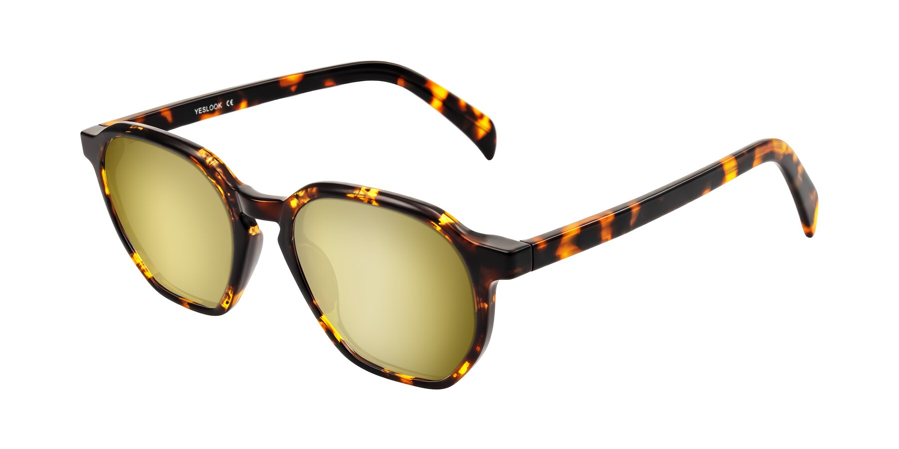 Angle of McKown in Tortise with Gold Mirrored Lenses