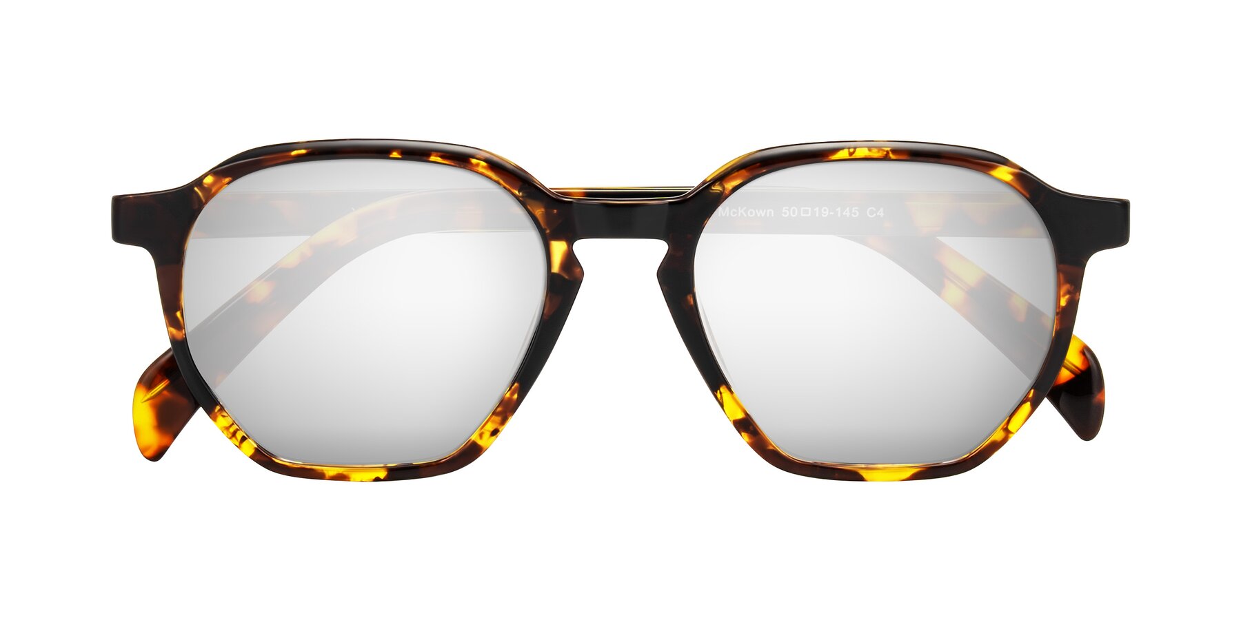 Folded Front of McKown in Tortise with Silver Mirrored Lenses