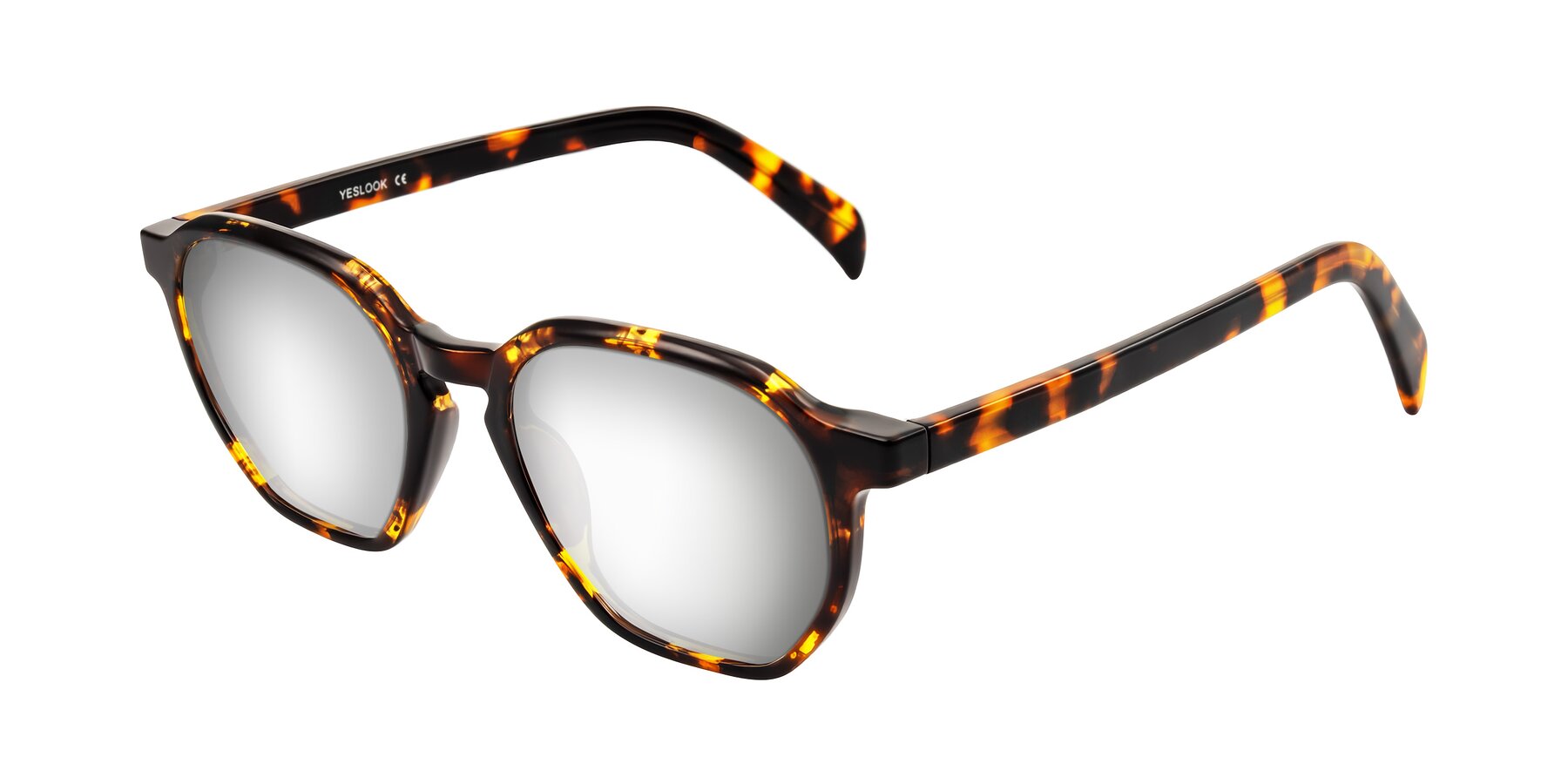 Angle of McKown in Tortise with Silver Mirrored Lenses