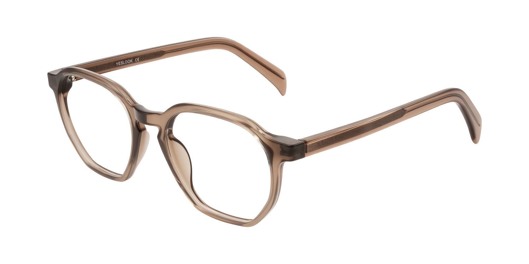 Angle of McKown in Milky Brown with Clear Eyeglass Lenses