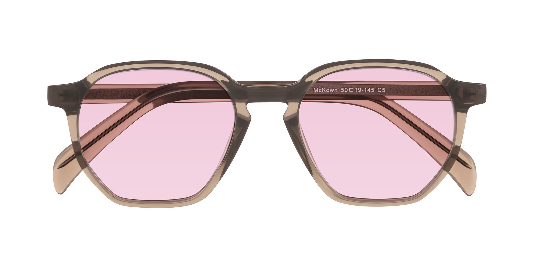 Folded Front of McKown in Milky Brown with Light Pink Tinted Lenses