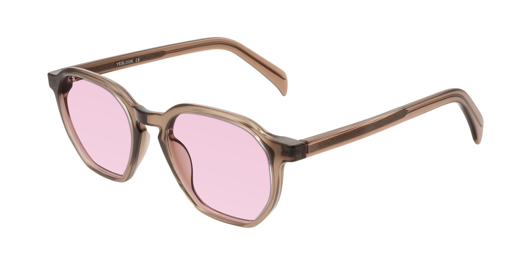 Angle of McKown in Milky Brown with Light Pink Tinted Lenses