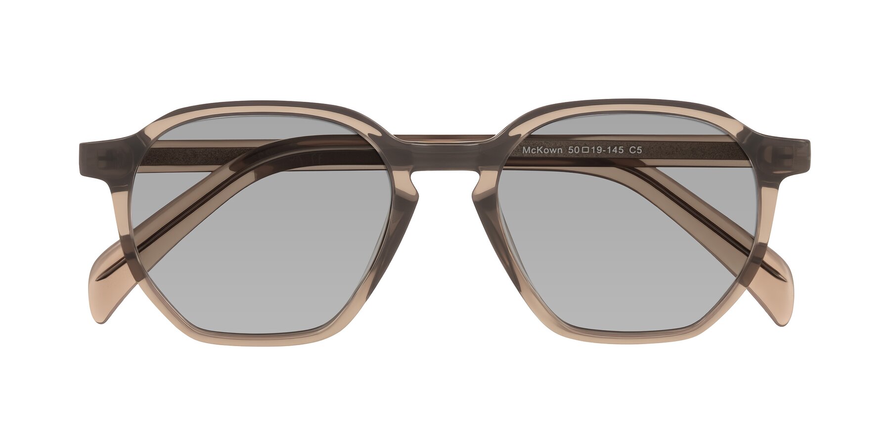 Folded Front of McKown in Milky Brown with Light Gray Tinted Lenses
