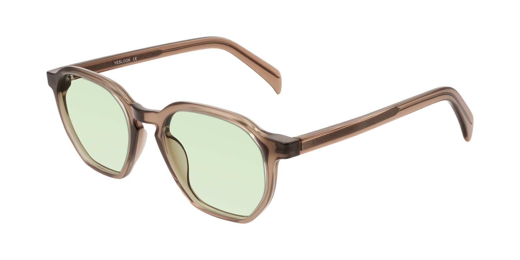 Angle of McKown in Milky Brown with Light Green Tinted Lenses