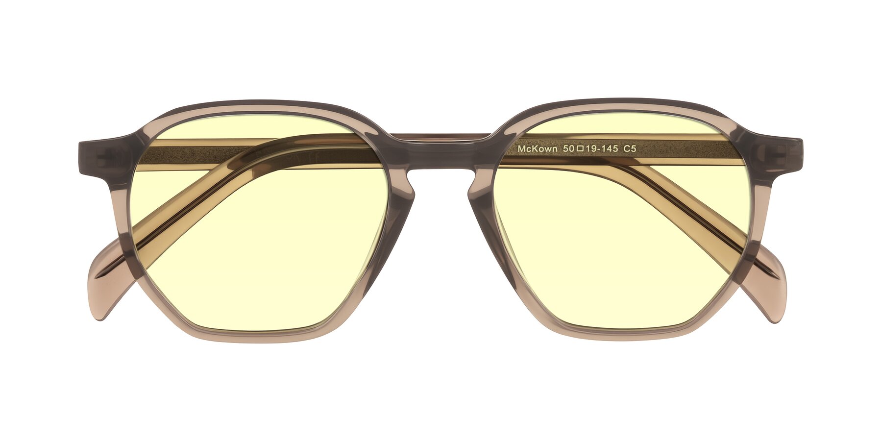 Folded Front of McKown in Milky Brown with Light Yellow Tinted Lenses