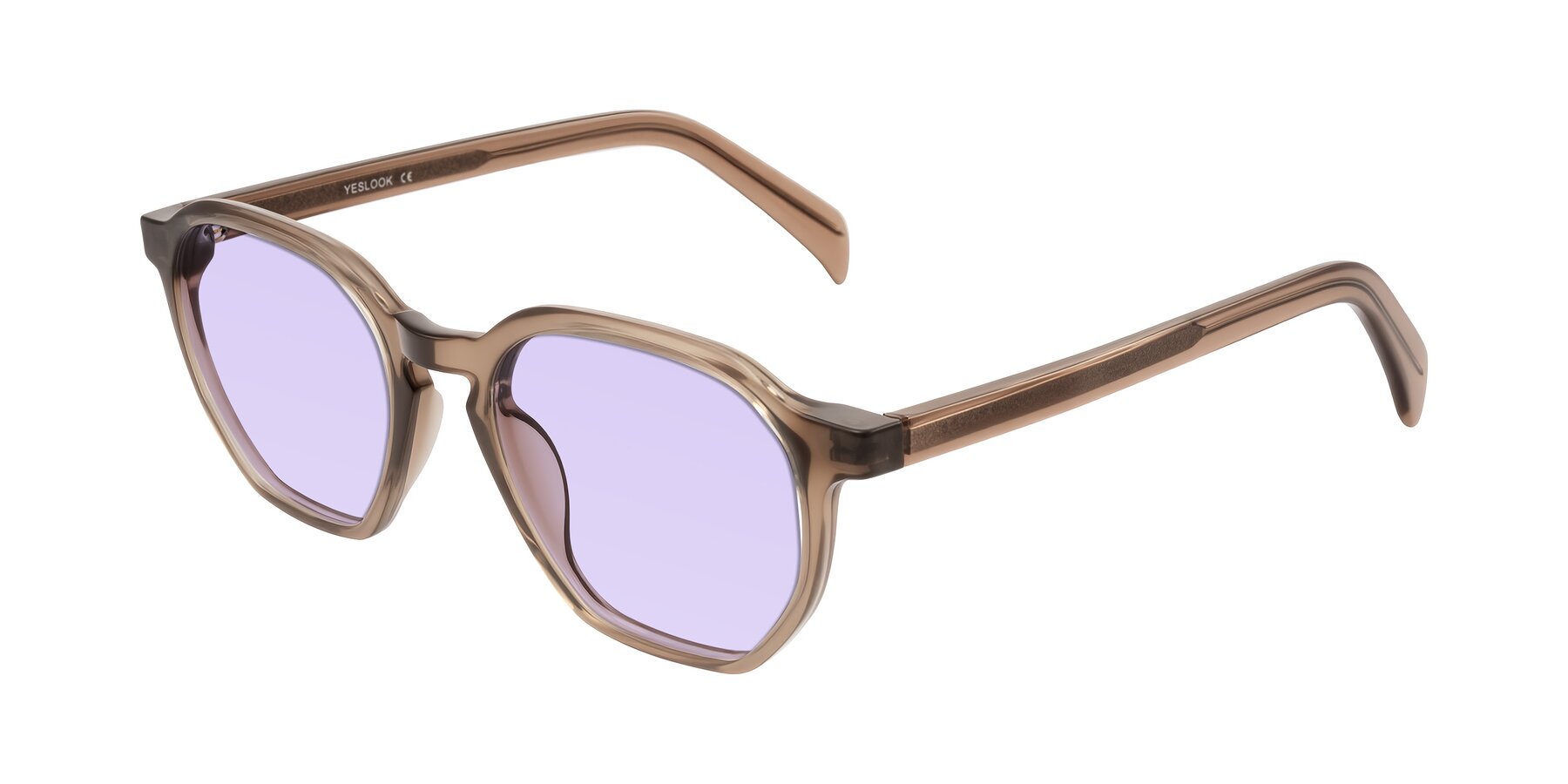 Angle of McKown in Milky Brown with Light Purple Tinted Lenses