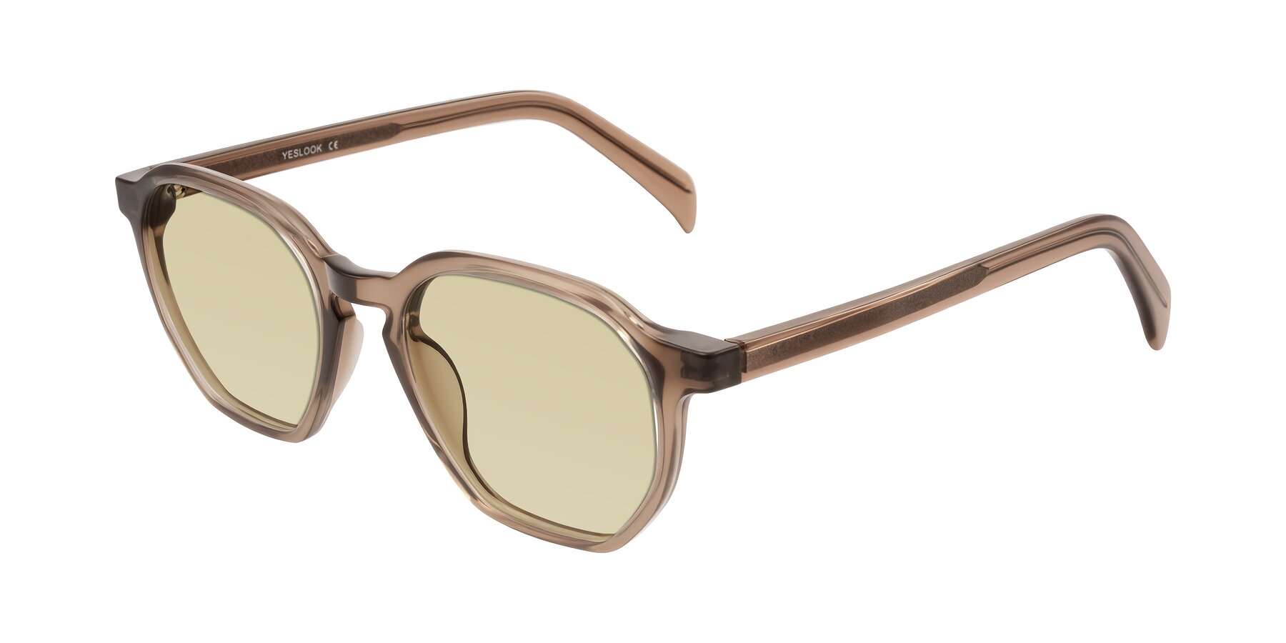 Angle of McKown in Milky Brown with Light Champagne Tinted Lenses