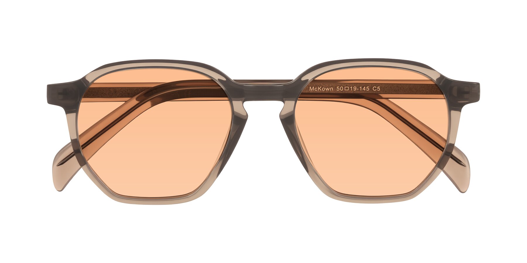 Folded Front of McKown in Milky Brown with Light Orange Tinted Lenses