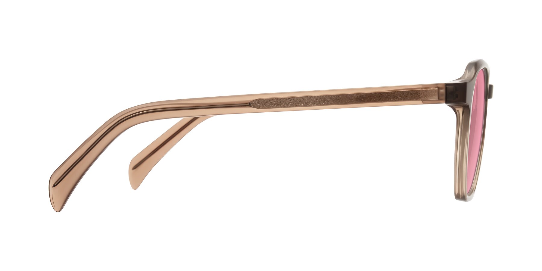 Side of McKown in Milky Brown with Pink Tinted Lenses