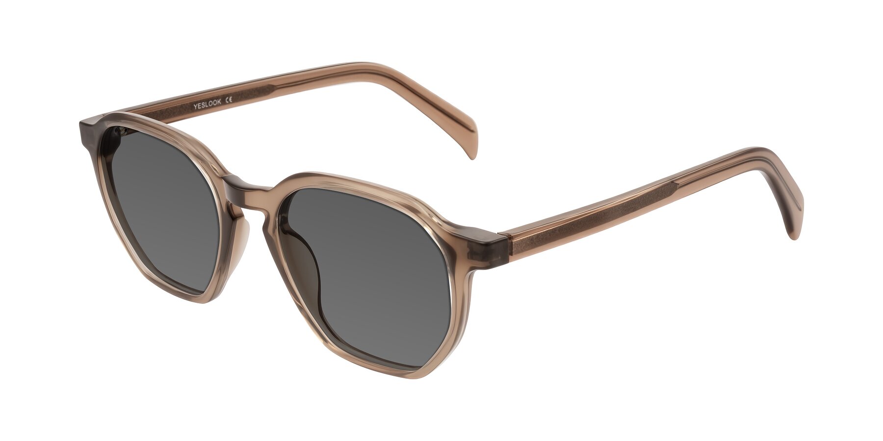 Angle of McKown in Milky Brown with Medium Gray Tinted Lenses