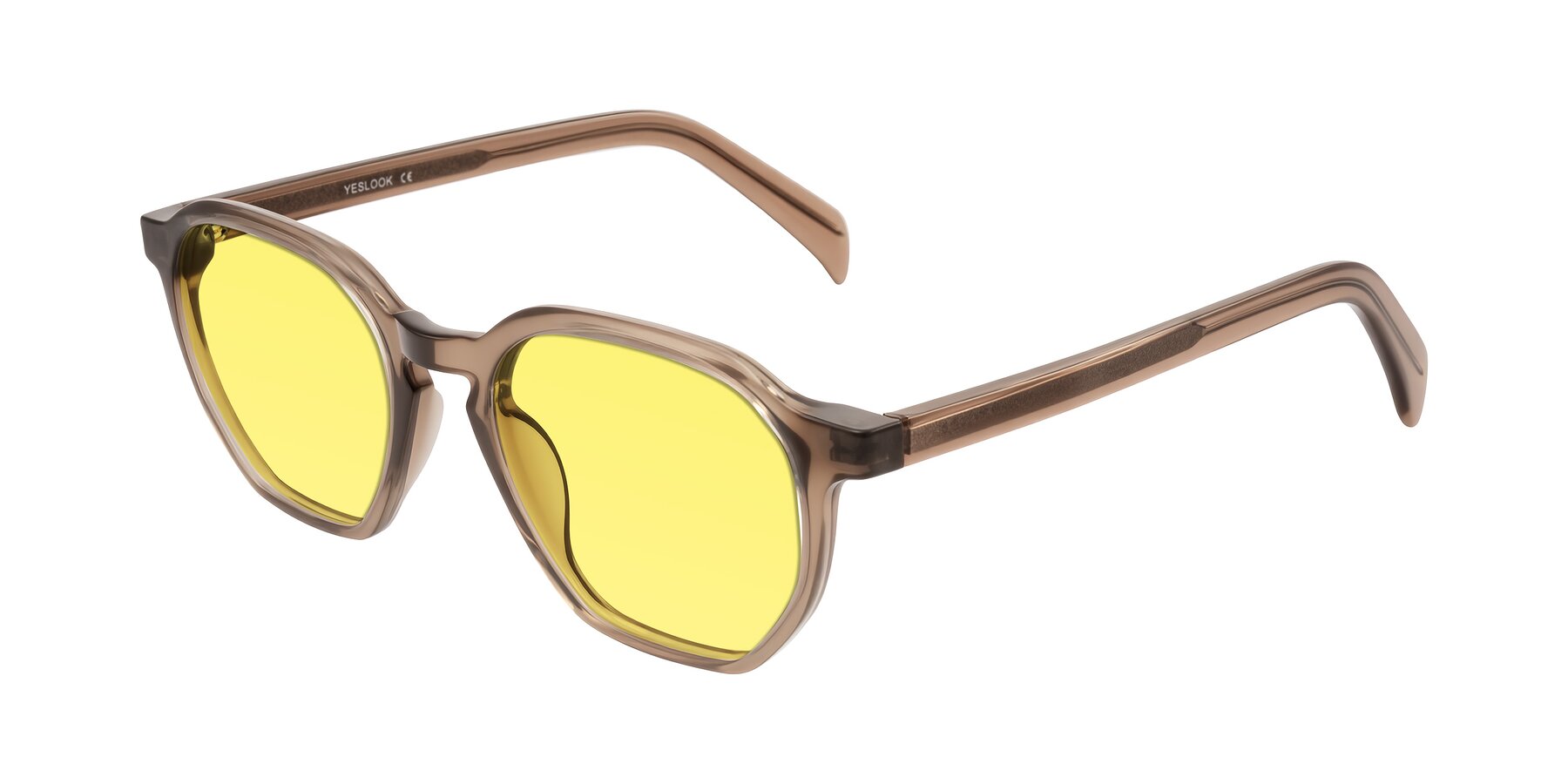 Angle of McKown in Milky Brown with Medium Yellow Tinted Lenses