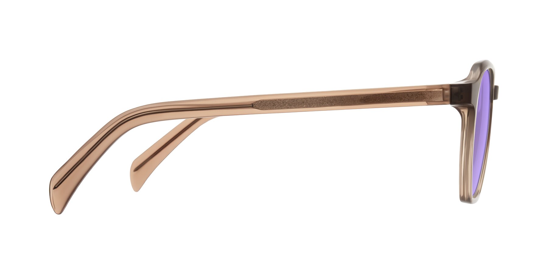 Side of McKown in Milky Brown with Medium Purple Tinted Lenses
