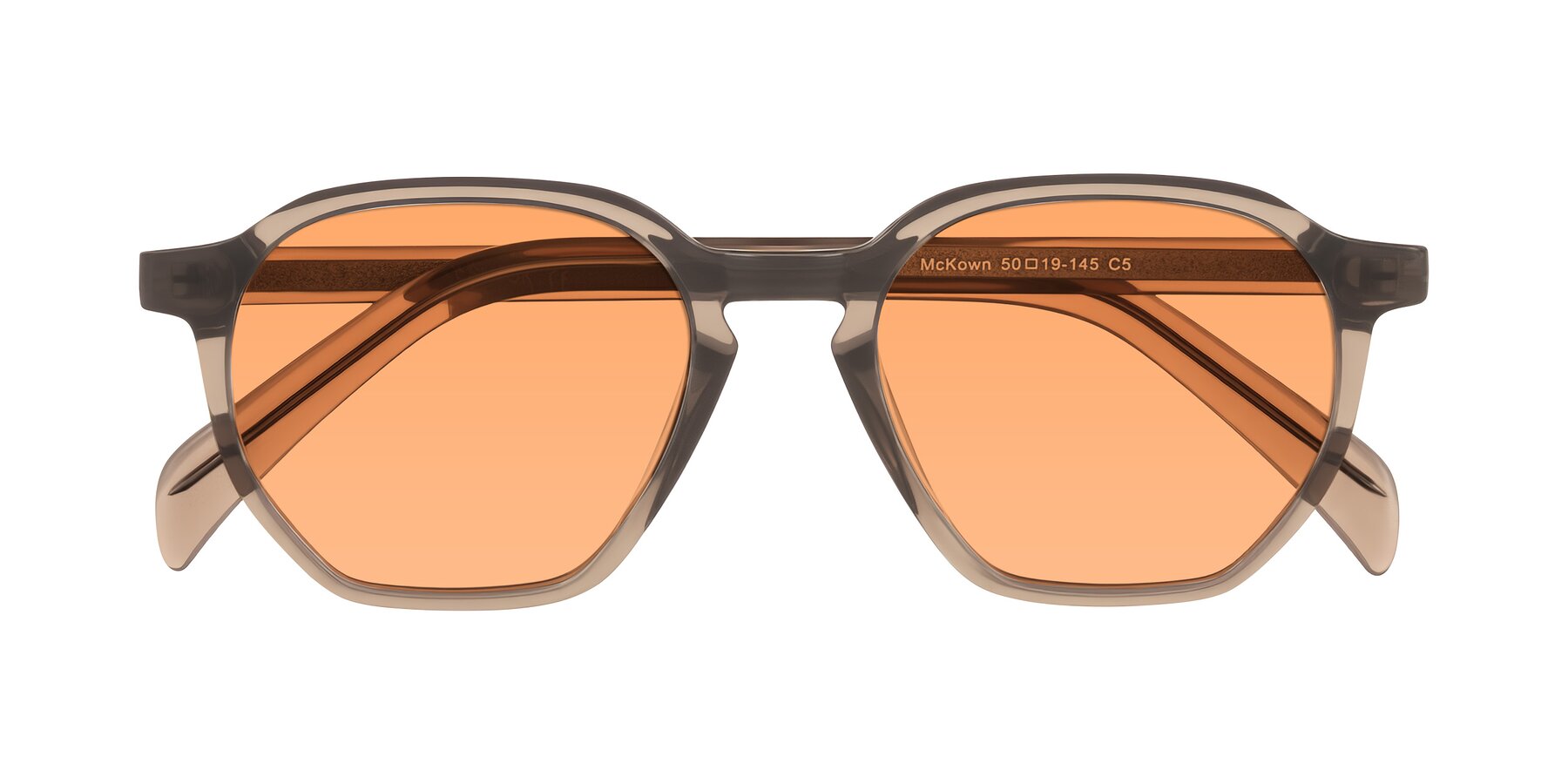 Folded Front of McKown in Milky Brown with Medium Orange Tinted Lenses