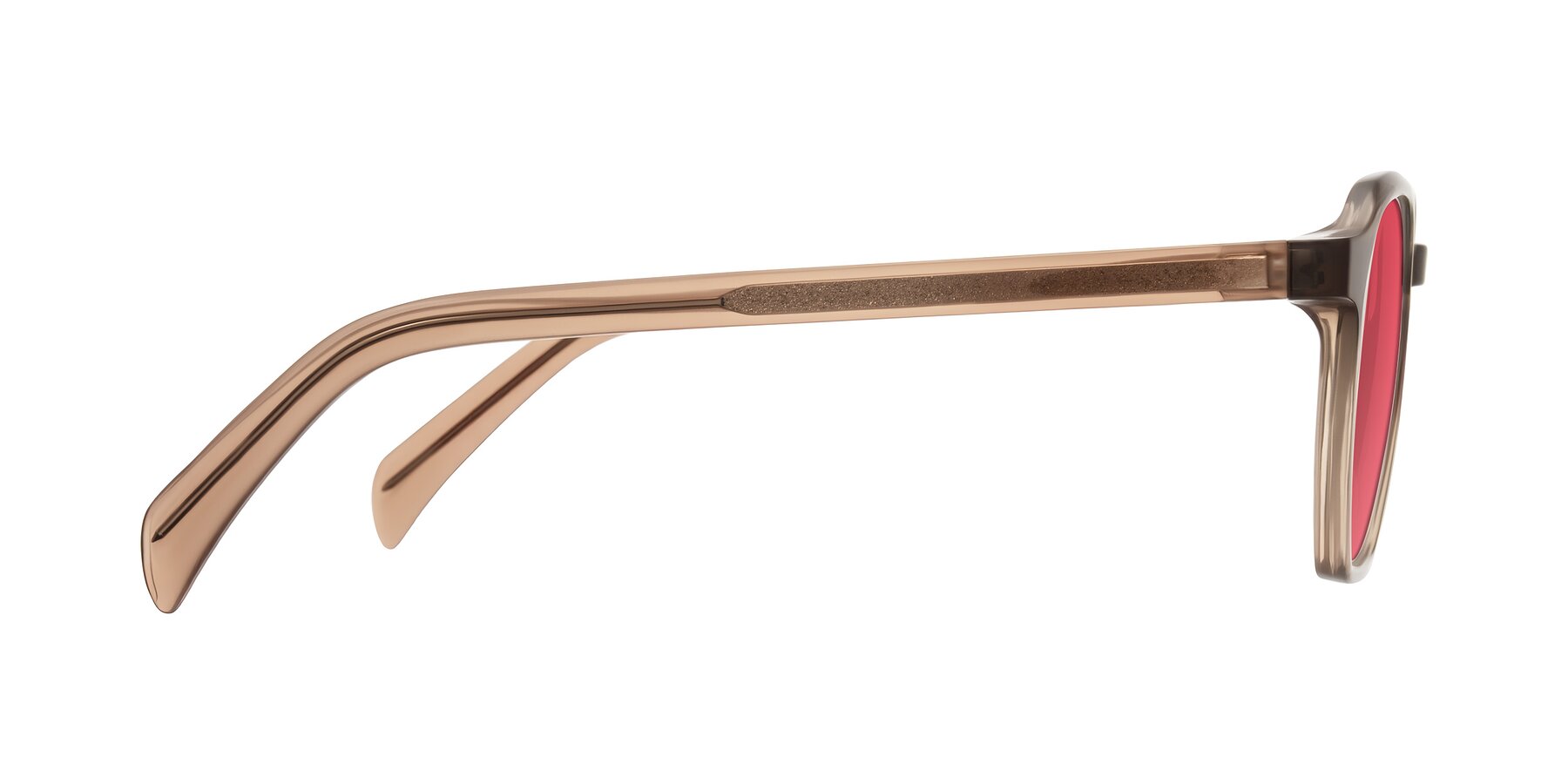 Side of McKown in Milky Brown with Red Tinted Lenses