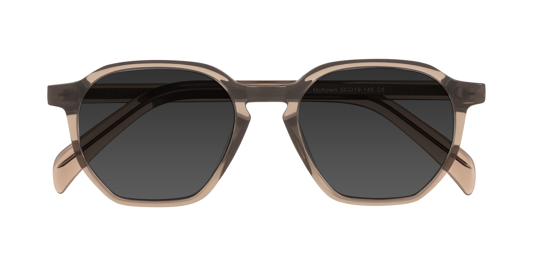 Folded Front of McKown in Milky Brown with Gray Tinted Lenses