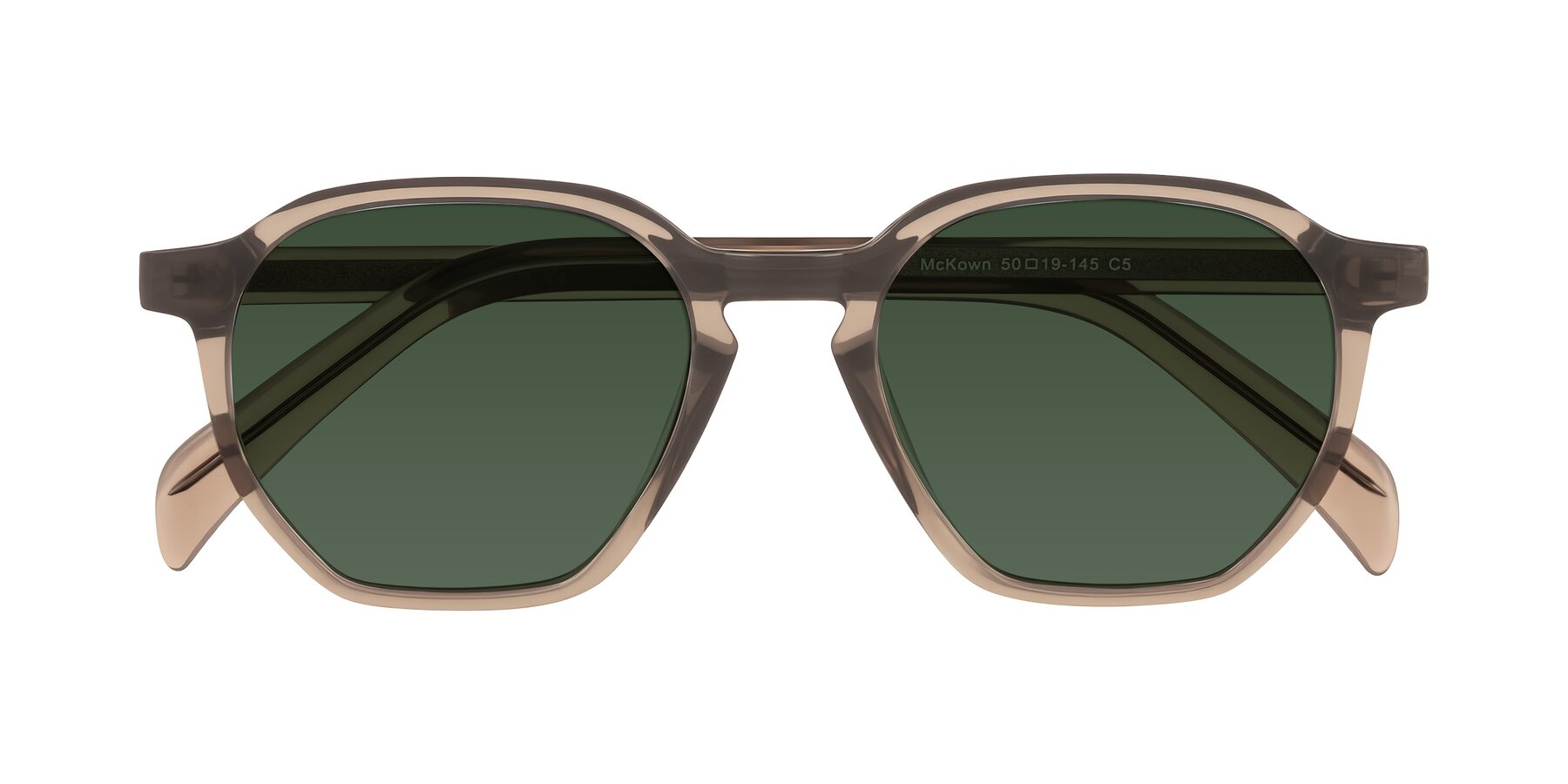 Folded Front of McKown in Milky Brown with Green Tinted Lenses