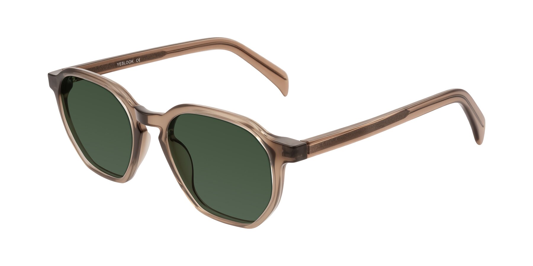Angle of McKown in Milky Brown with Green Tinted Lenses