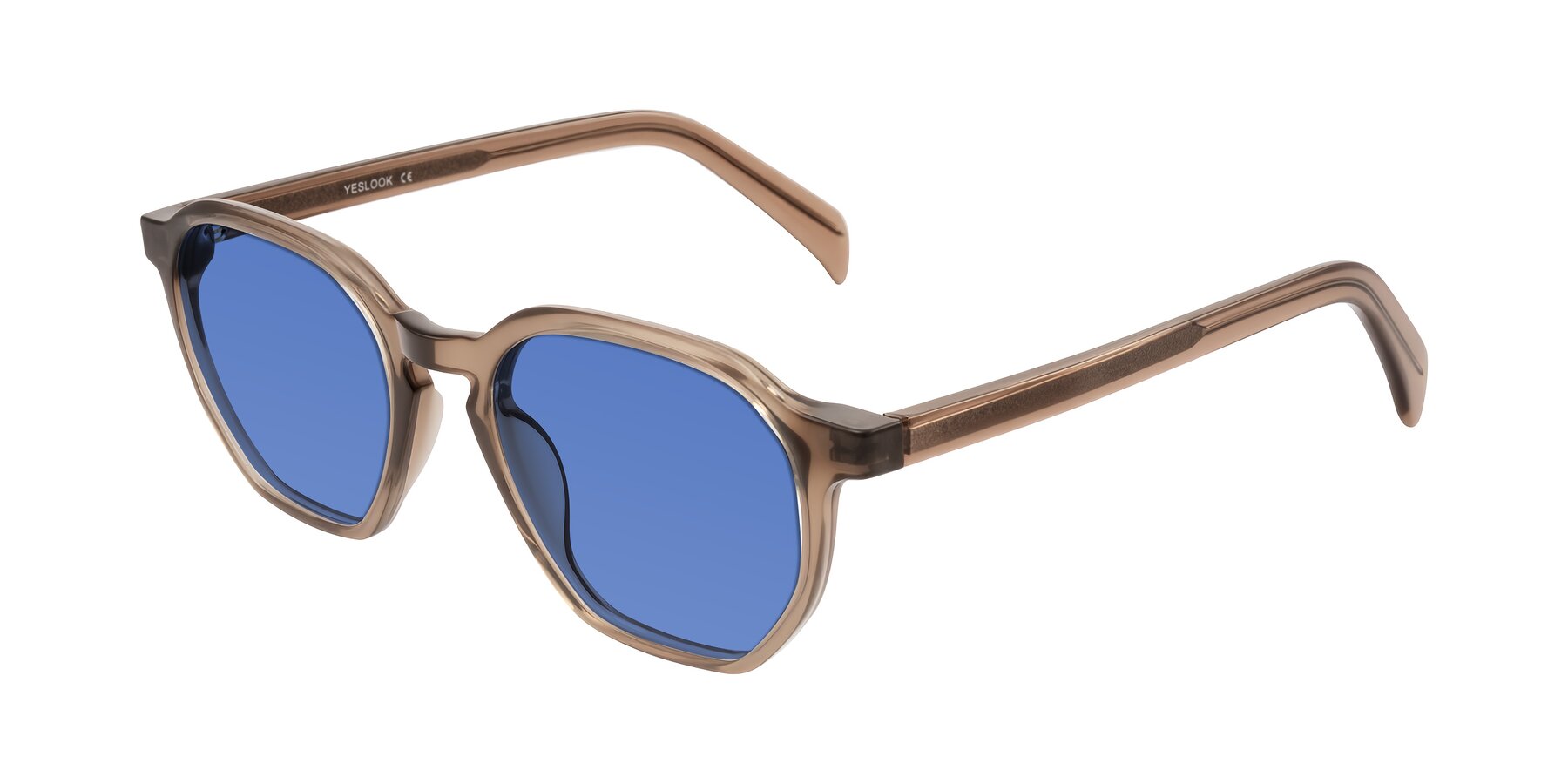 Angle of McKown in Milky Brown with Blue Tinted Lenses