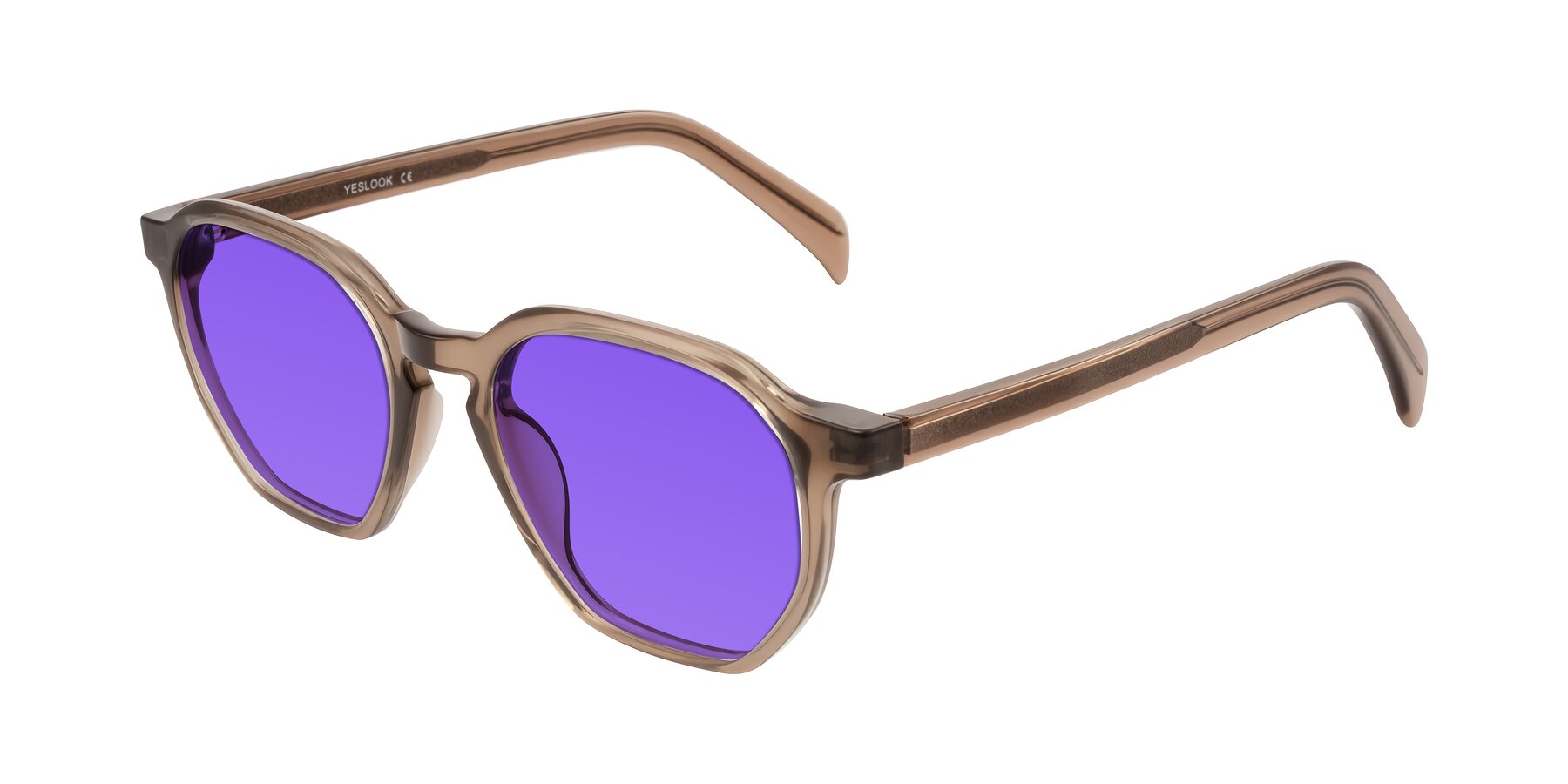 Angle of McKown in Milky Brown with Purple Tinted Lenses