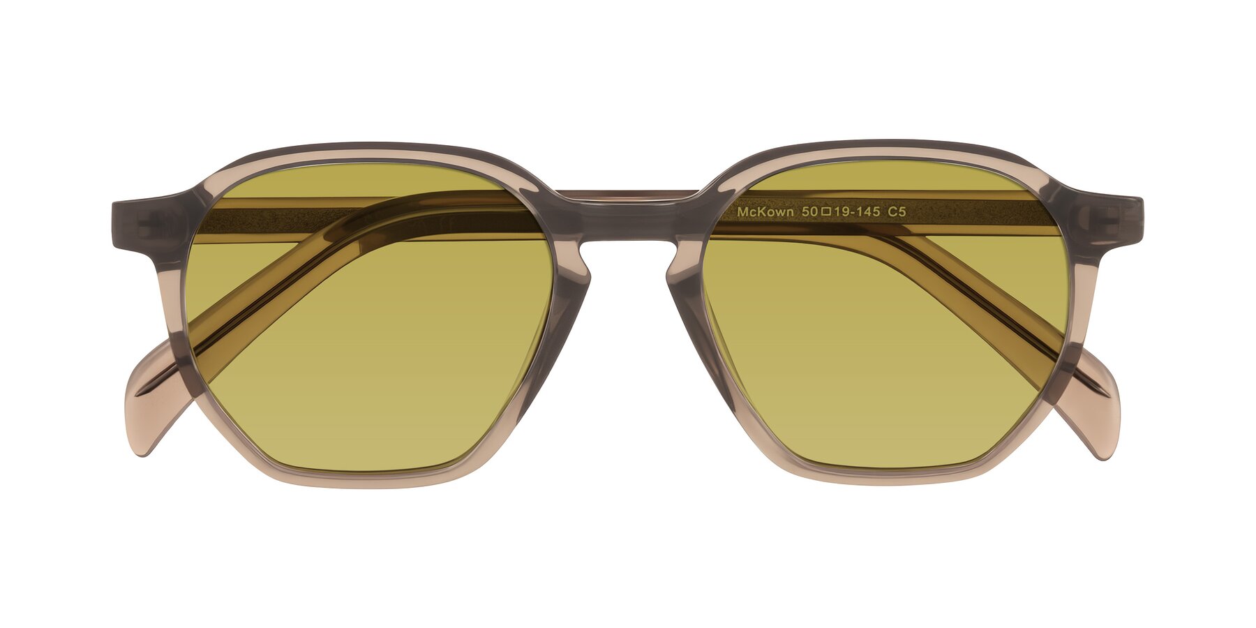 Folded Front of McKown in Milky Brown with Champagne Tinted Lenses