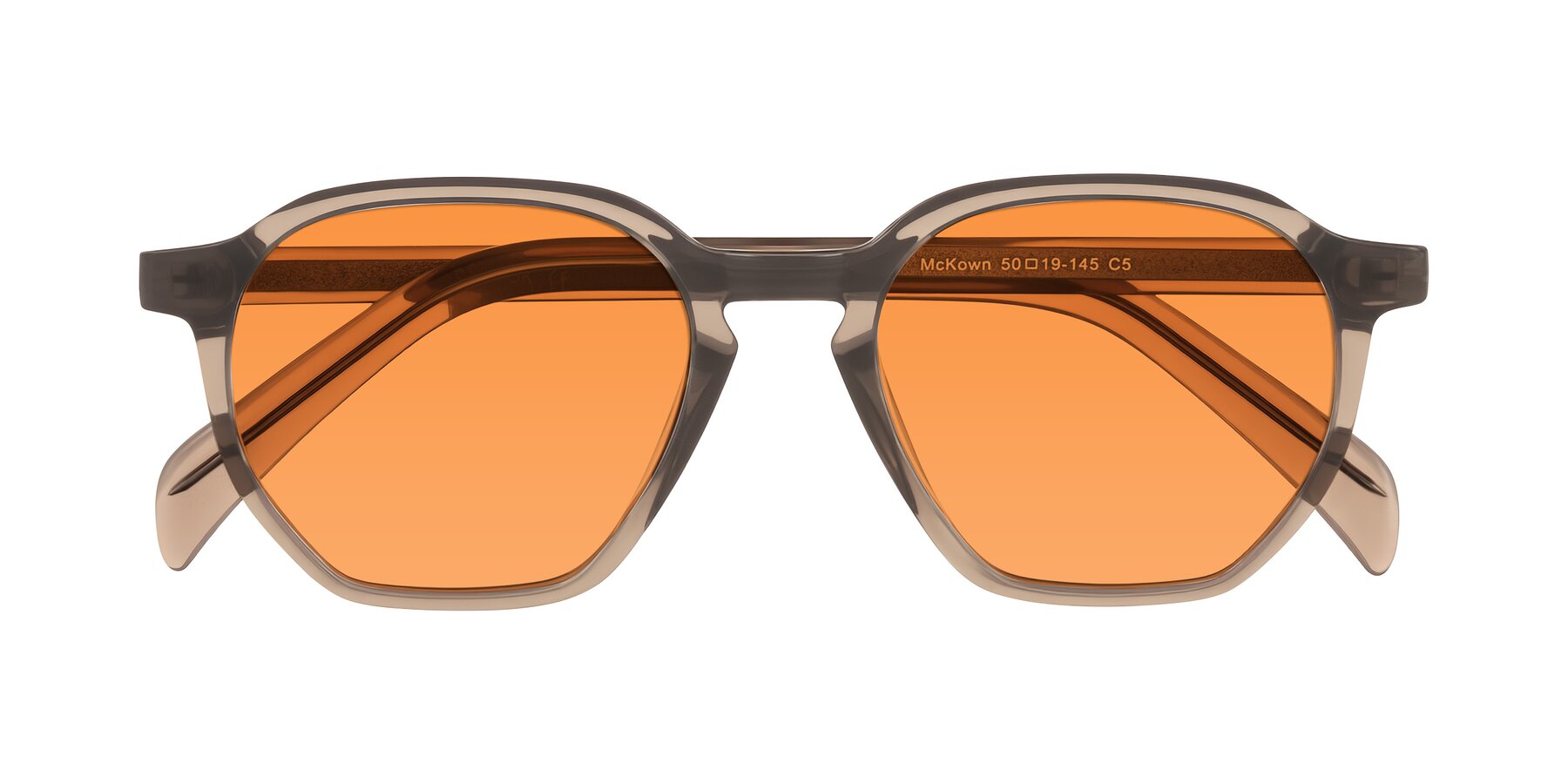 Folded Front of McKown in Milky Brown with Orange Tinted Lenses