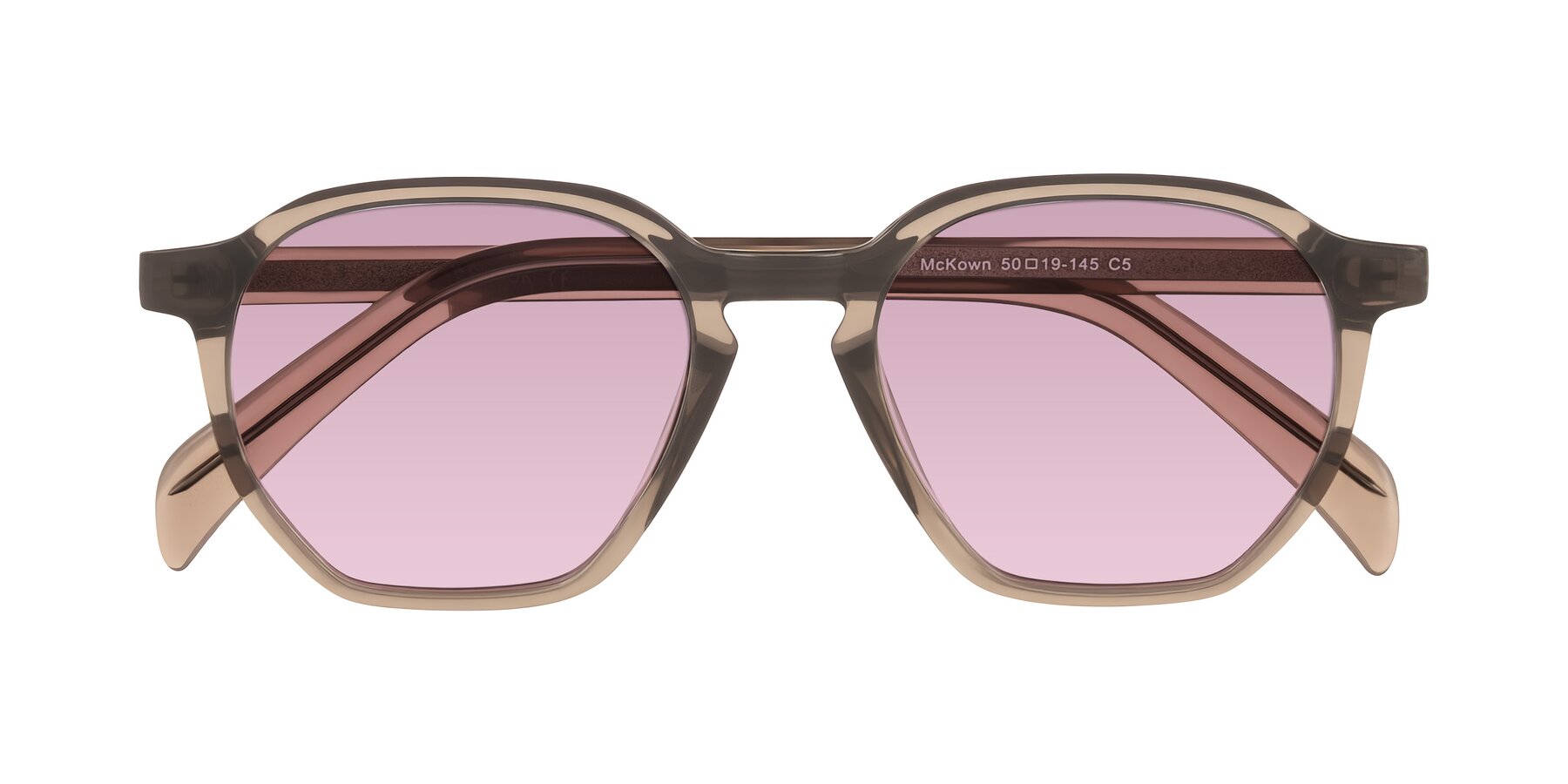 Folded Front of McKown in Milky Brown with Light Wine Tinted Lenses