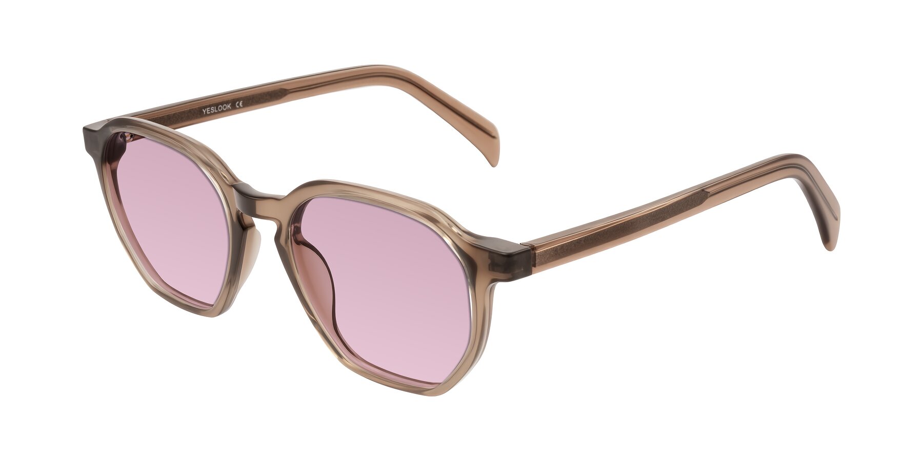 Angle of McKown in Milky Brown with Light Wine Tinted Lenses
