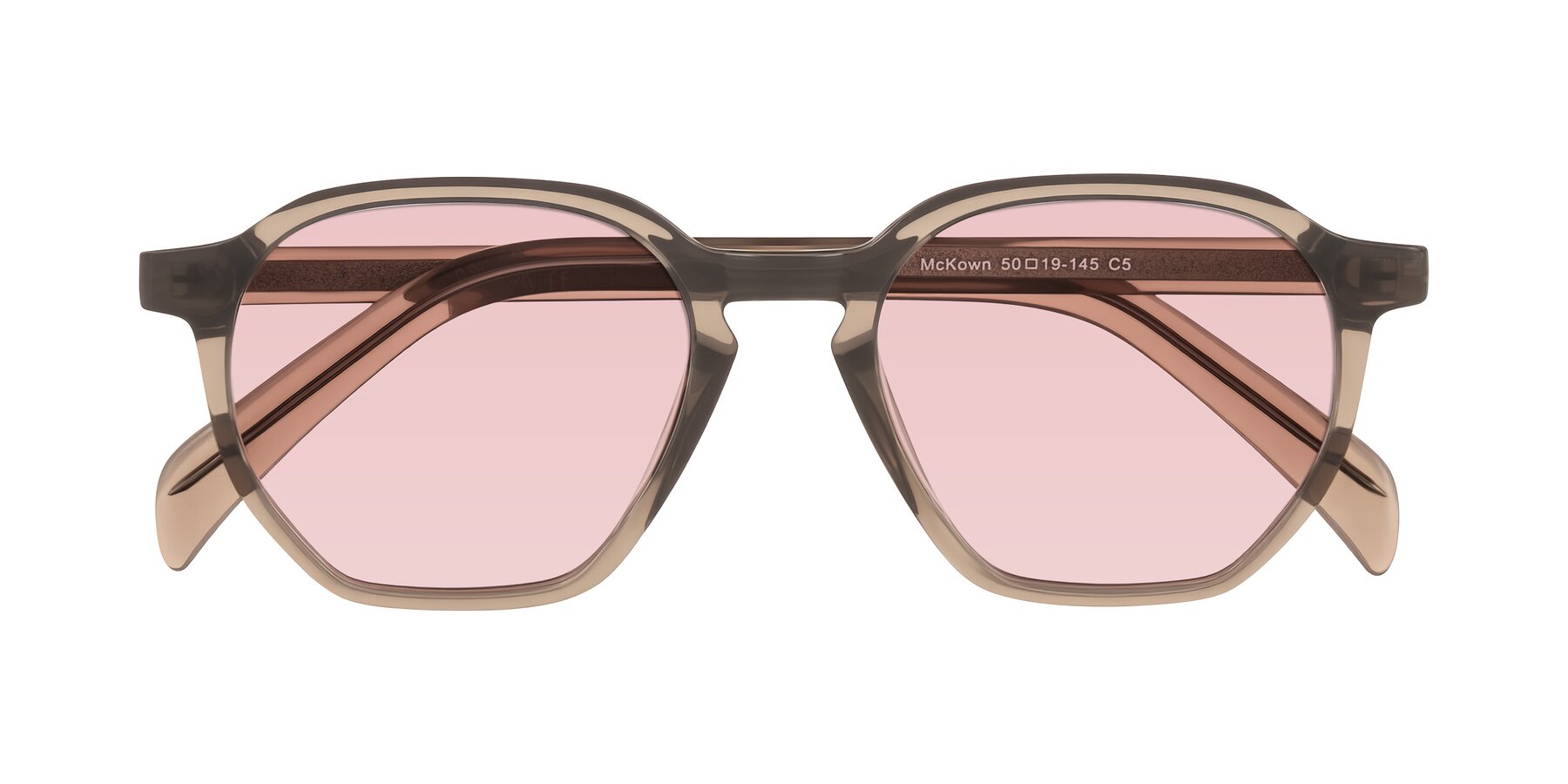 Folded Front of McKown in Milky Brown with Light Garnet Tinted Lenses