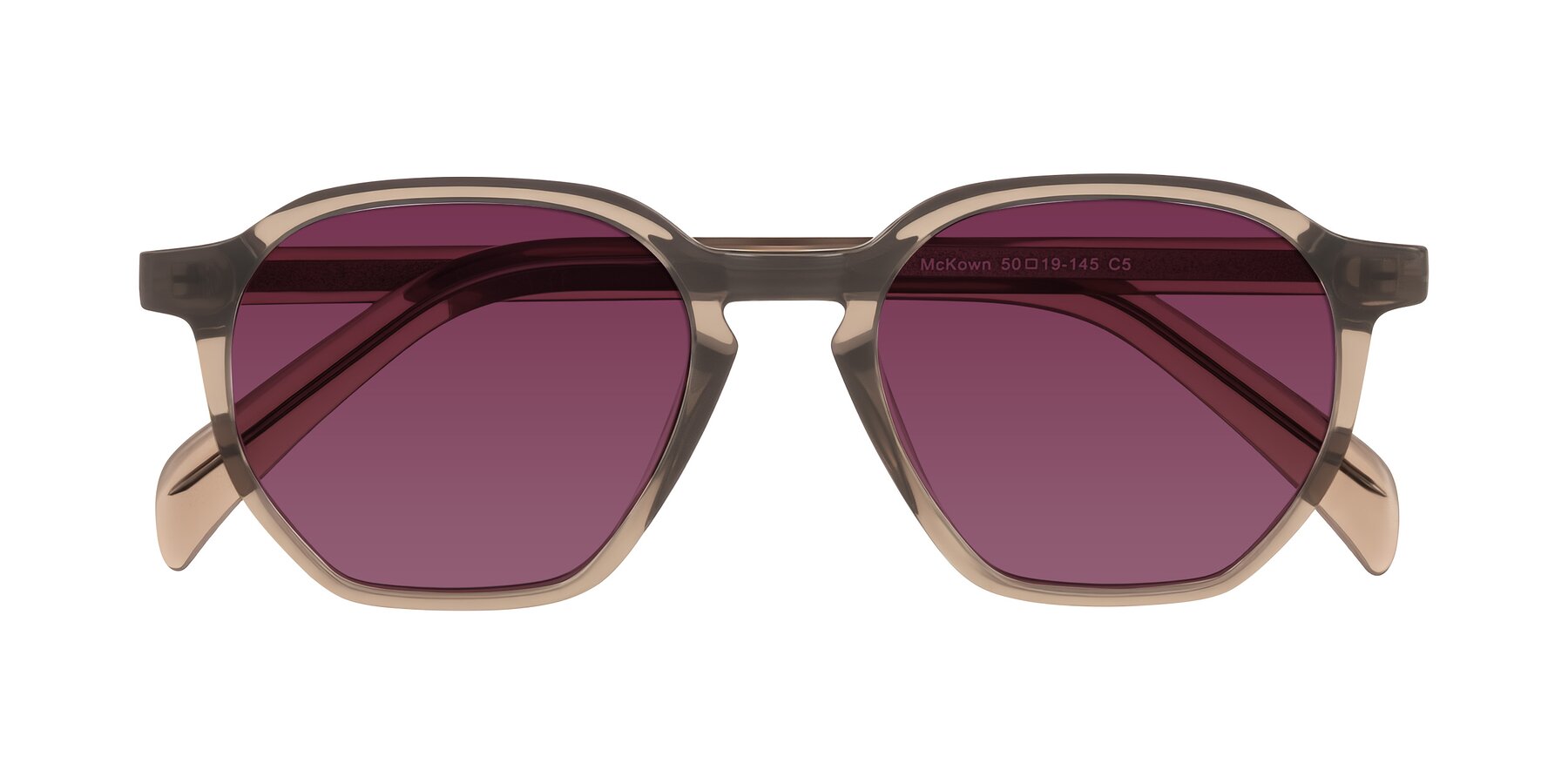 Folded Front of McKown in Milky Brown with Wine Tinted Lenses