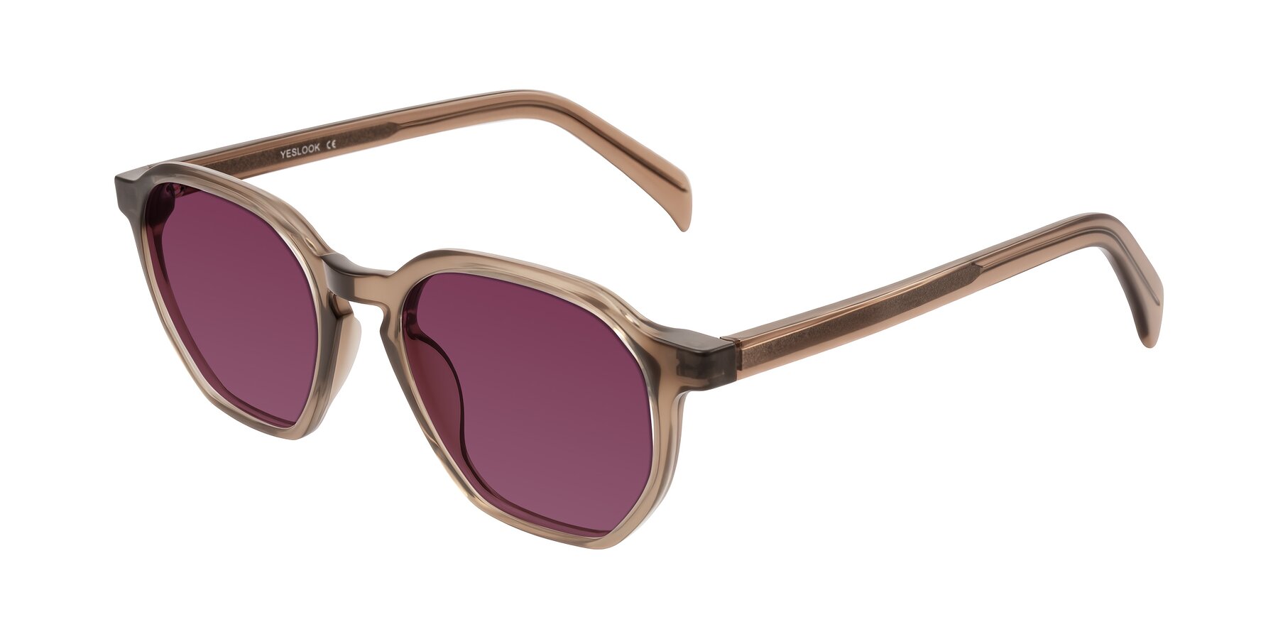 Angle of McKown in Milky Brown with Wine Tinted Lenses