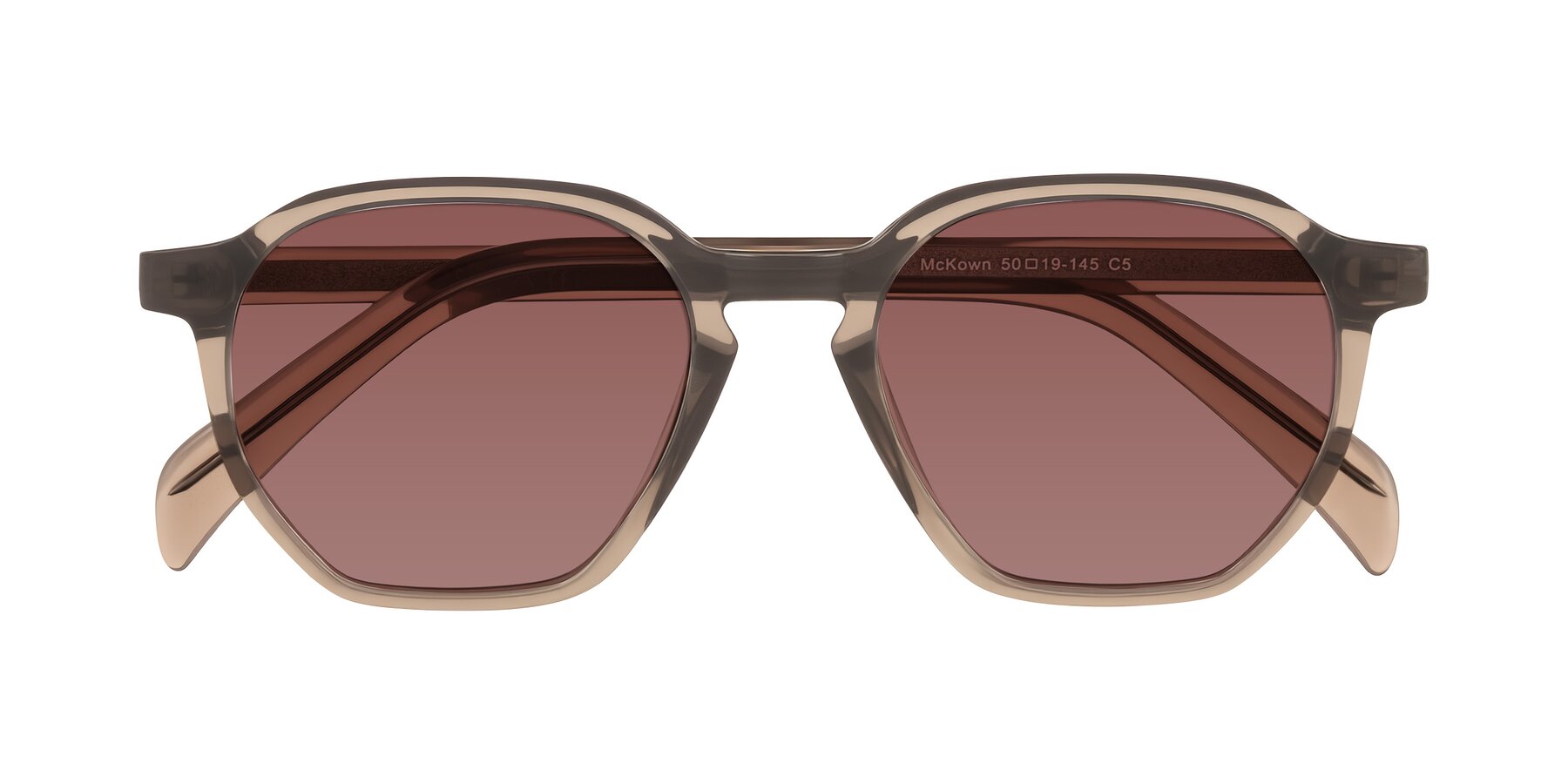 Folded Front of McKown in Milky Brown with Garnet Tinted Lenses